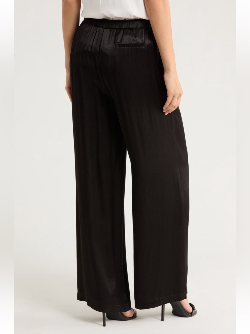Wayf Black Satin Wide-Leg Pants - Picture 2 of 2